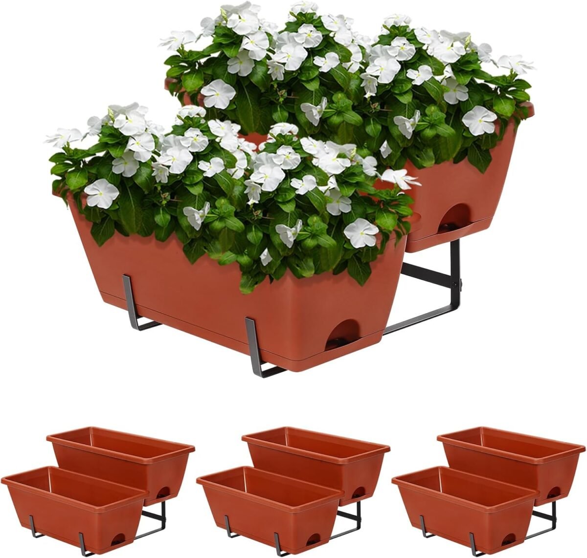 Dameing vertical raised garden planter 3 pack 2 tier elevated garden planters raised bed with 6 planter boxes vegetable flower pots for outdoor indoor patio roadside brick red.jpg
