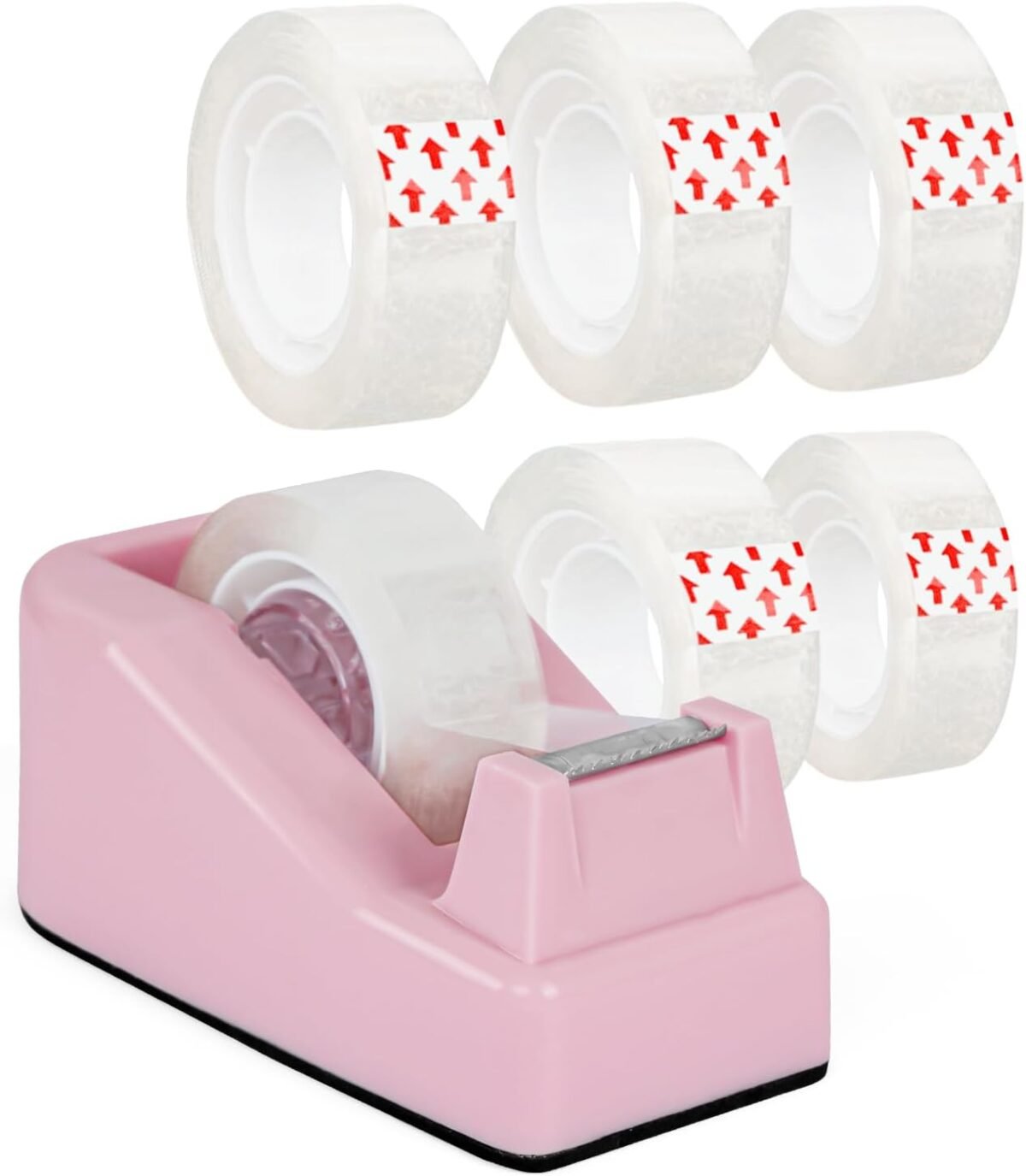 Desktop tape dispenser pink with weighted nonskid base includes 6 rolls of transparent tape 0.71 inch x 1000 inches each.jpg
