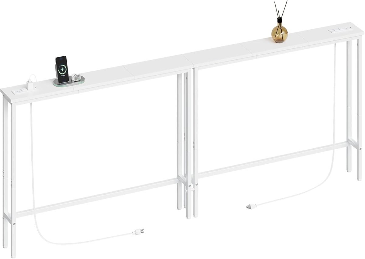 Elyken 2 pack 5.9 narrow console sofa table with power outlets total 78.8 long behind couch table with charge station and 5.9 extension cord for living room 5.9 d x 78.8w x 29.5h white.jpg