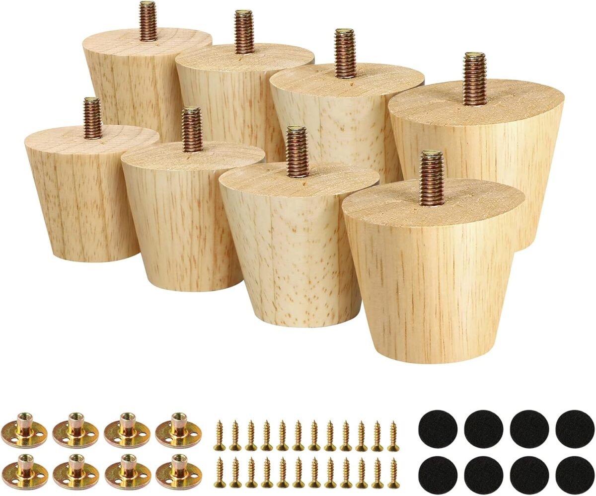 Fodau770 rubber wood furniture legs 2 inches straight tapered wood feet mid century sofa legs set of 8 516 unc furniture feet replacement parts for cabinet couch dresser chair ottoman table.jpg