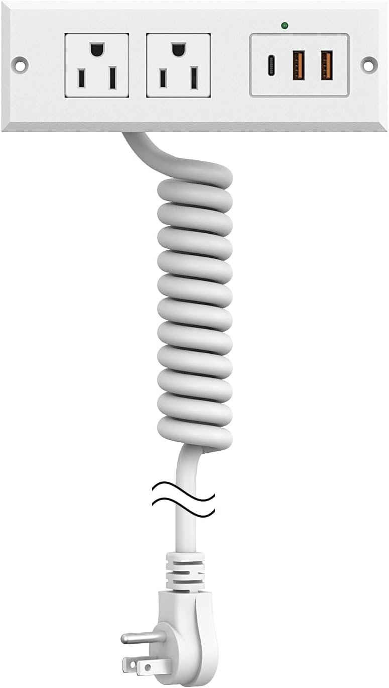 Furniture drawer outlet kit，recessed power strip with pd 20w fast charging usb c portqc3.0 usb a port etl listed conference recessed power outlet white.jpg