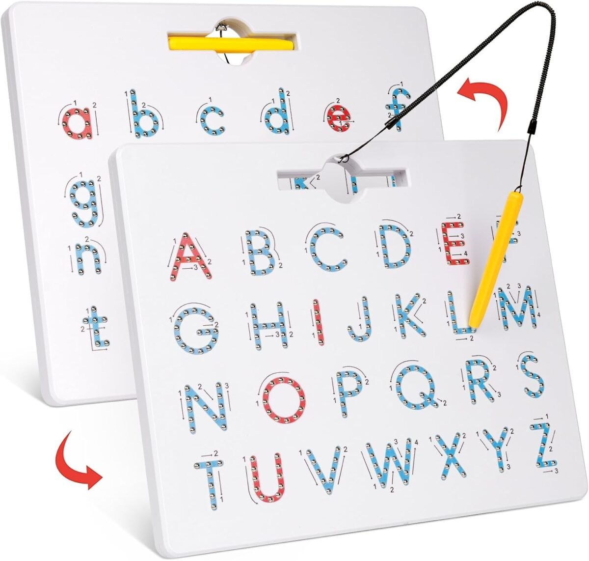 Gamenote double sided magnetic letter board 2 in 1 alphabet magnets tracing board for toddlers abc letters uppercase lowercase practicing learning education toys.jpg