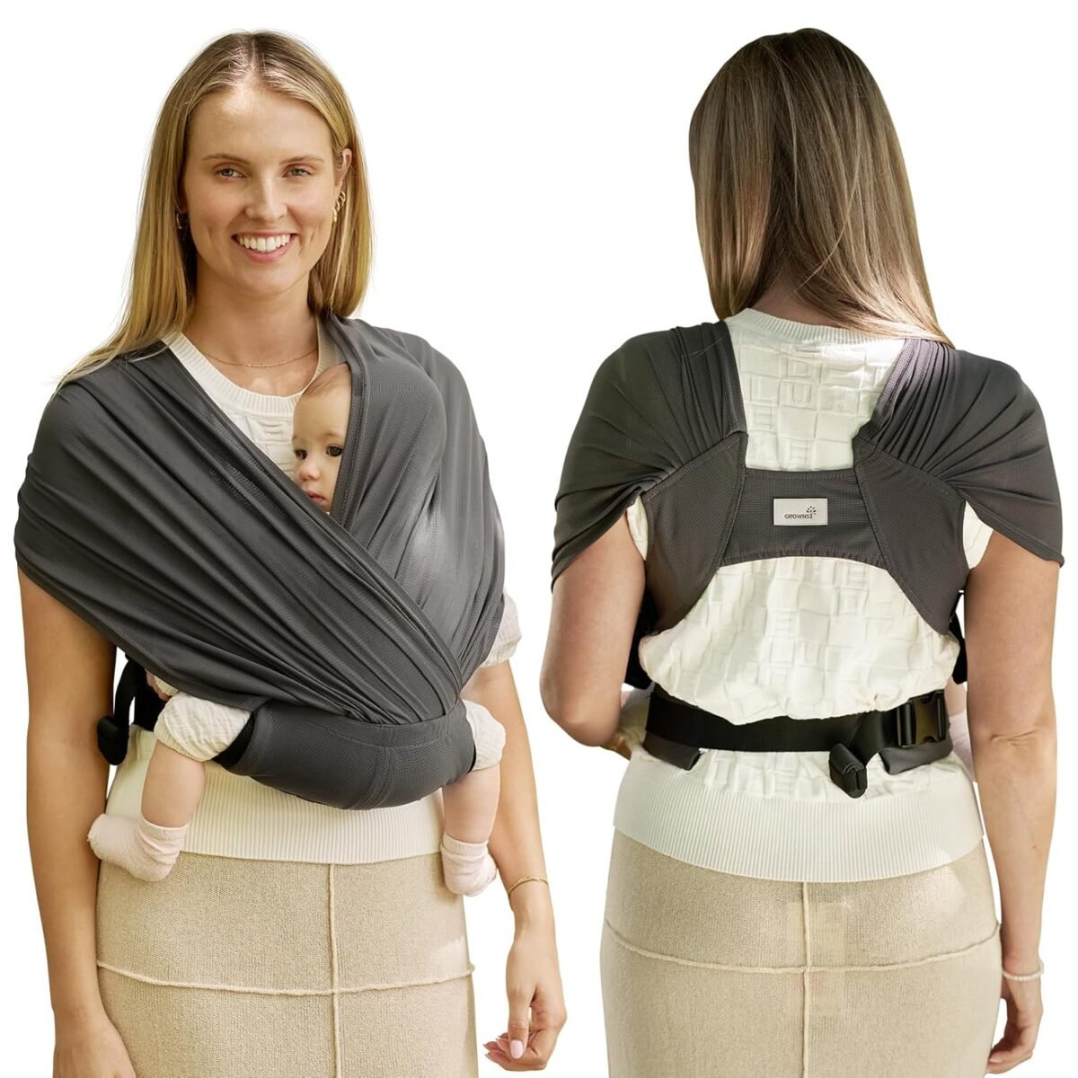 Grownsy comfy air breathable baby carrier newborn 2 in 1 mesh baby wraps carrier for 7 35lbs t webbing zone support ergonomic and lightweight dark grey.jpg
