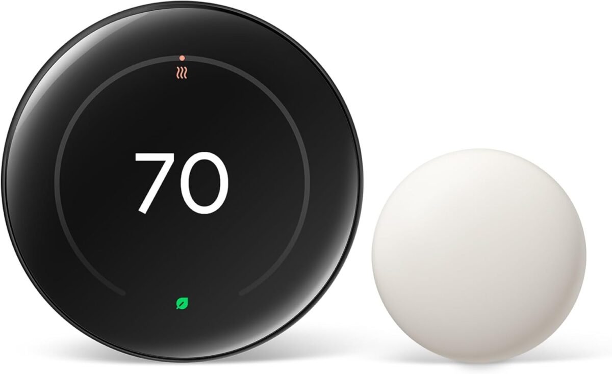 Google nest learning thermostat 4th gen 2024 with nest temperature sensor energy saving smart thermostat with adaptive eco works with alexa and google home app polished obsidian.jpg