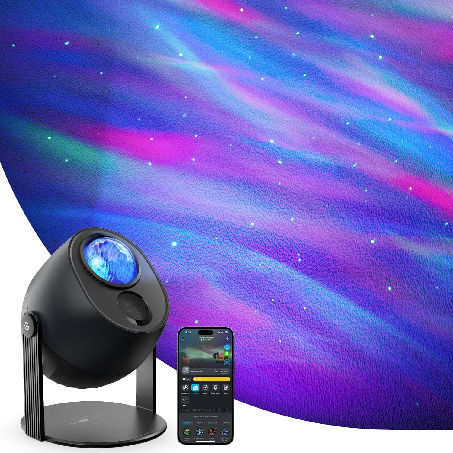 Govee star light projector with 3 aurora flowing effects star projector works with matter alexa and google assistant 16 million colors 52 scene modes night light projector without plug.jpg
