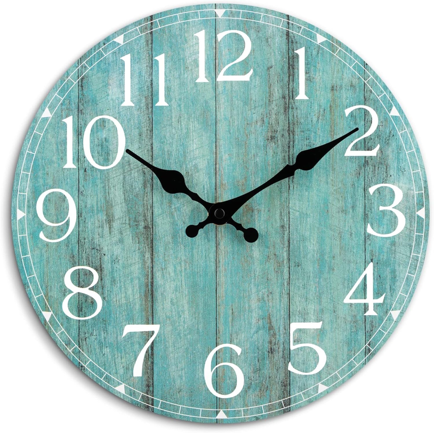 Hylanda wall clock teal silent non ticking battery operated kitchen rustic vintage decorative aqua clocks for bathroom bedroom living room office 8 inch.jpg