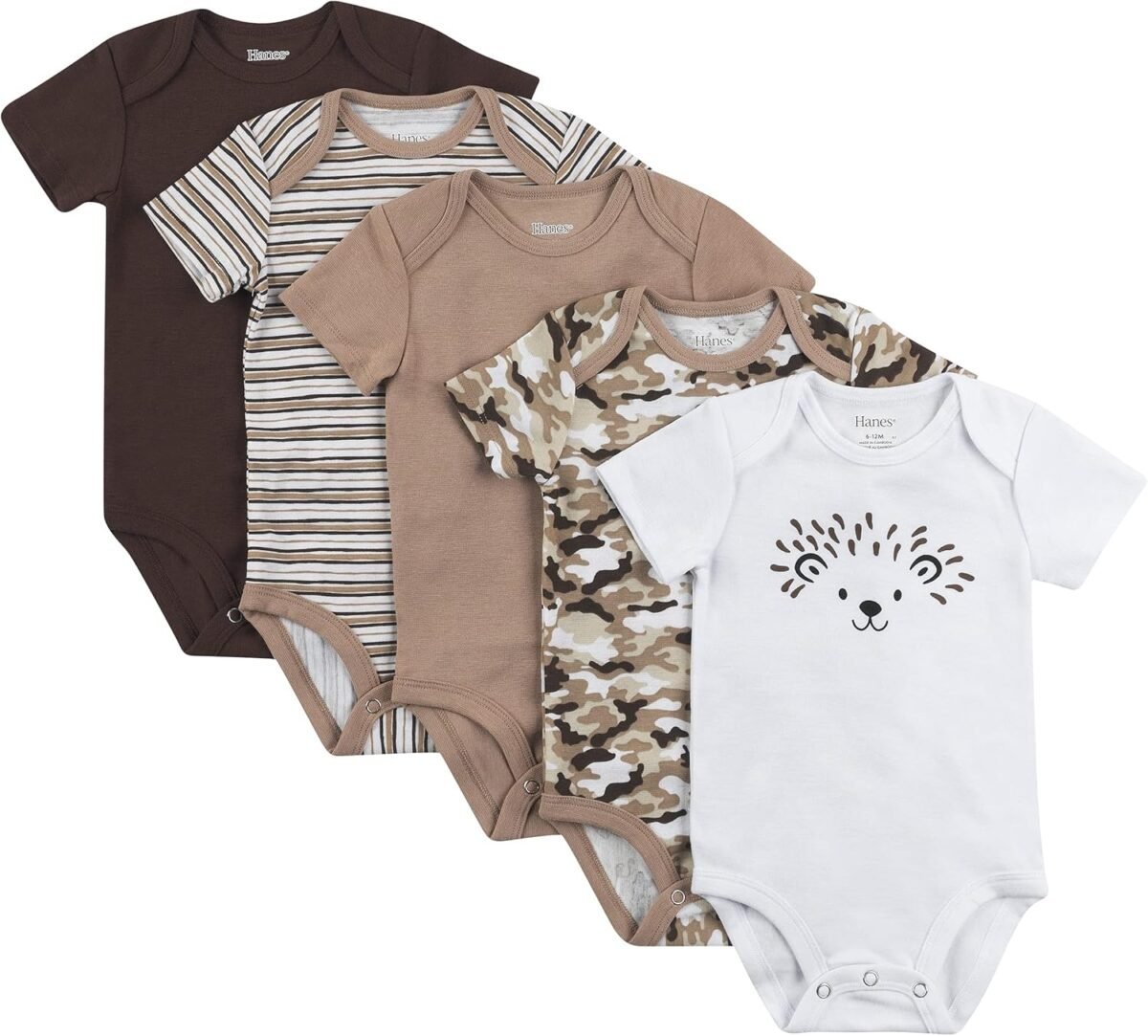 Hanes baby bodysuits ultimate flexy short sleeve for boys girls 5 pack.jpg