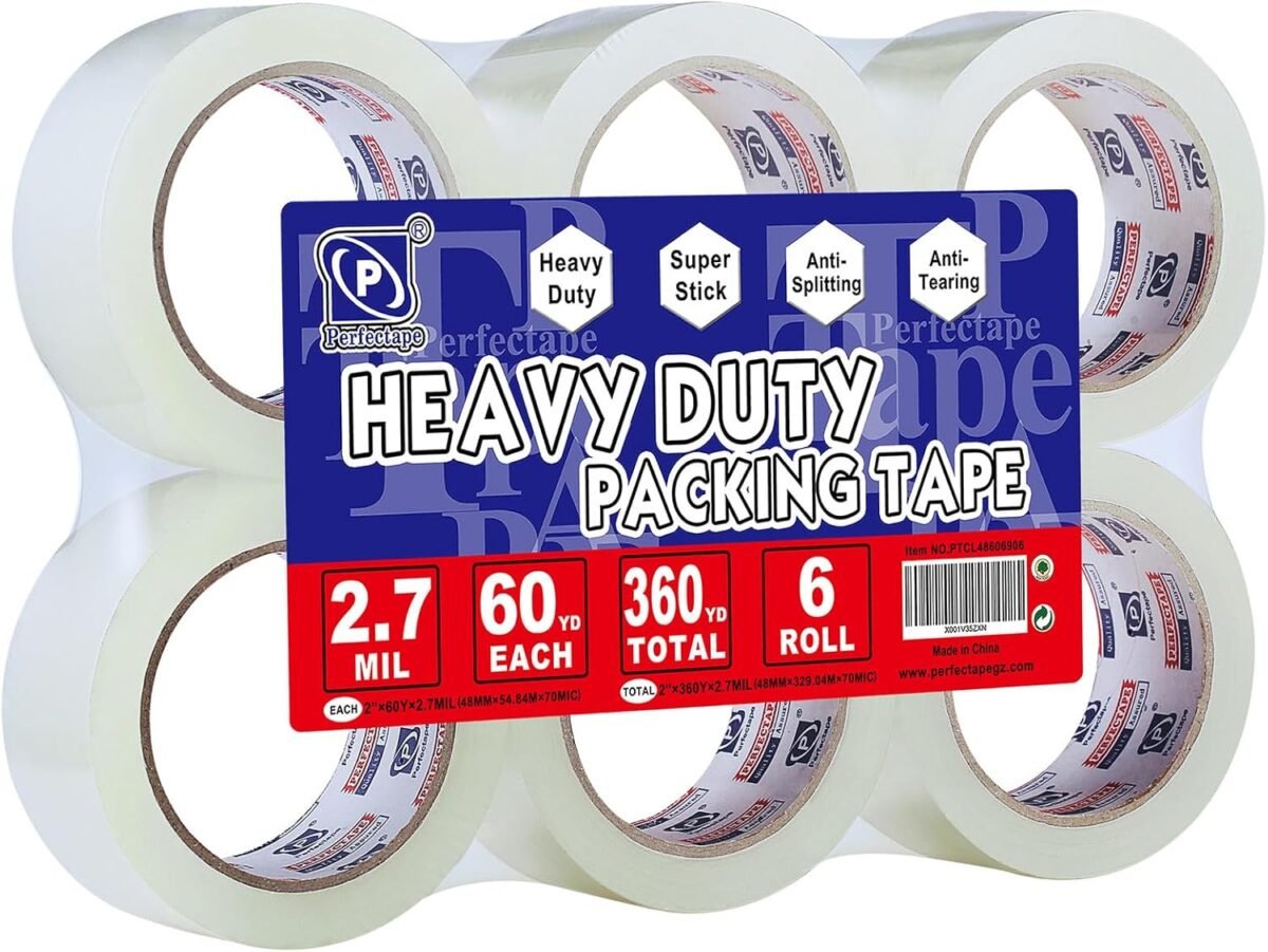 Heavy duty packing tape 6 rolls total 360y clear 2.7 mil 1.88 inch x 60 yards ultra strong refill for packaging and shipping.jpg