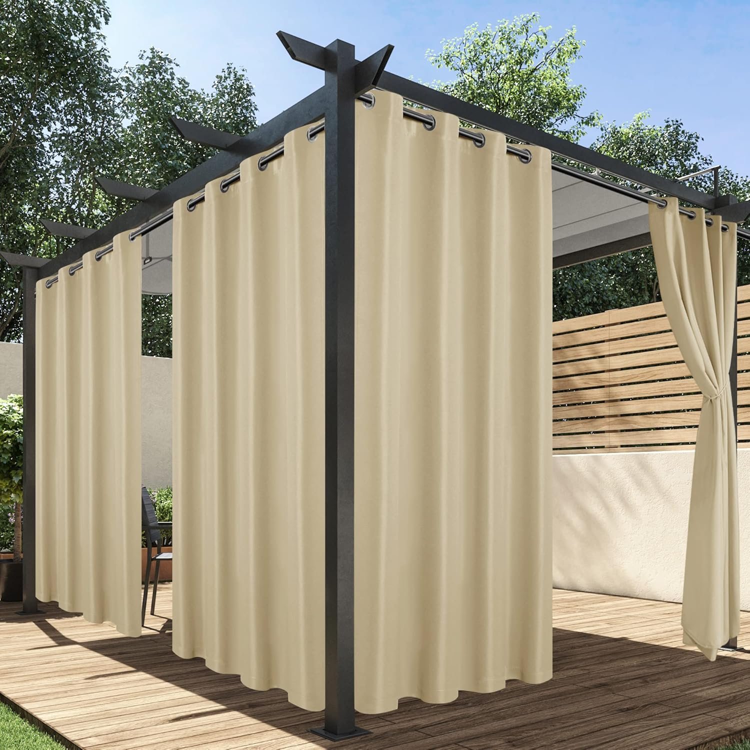 Holidayideas outdoor curtains for patio waterproof 4 panels 54 x 84 inch privacy protection light filtering curtains cream grommet outside curtains for porch gazebo pergola backyard.jpg