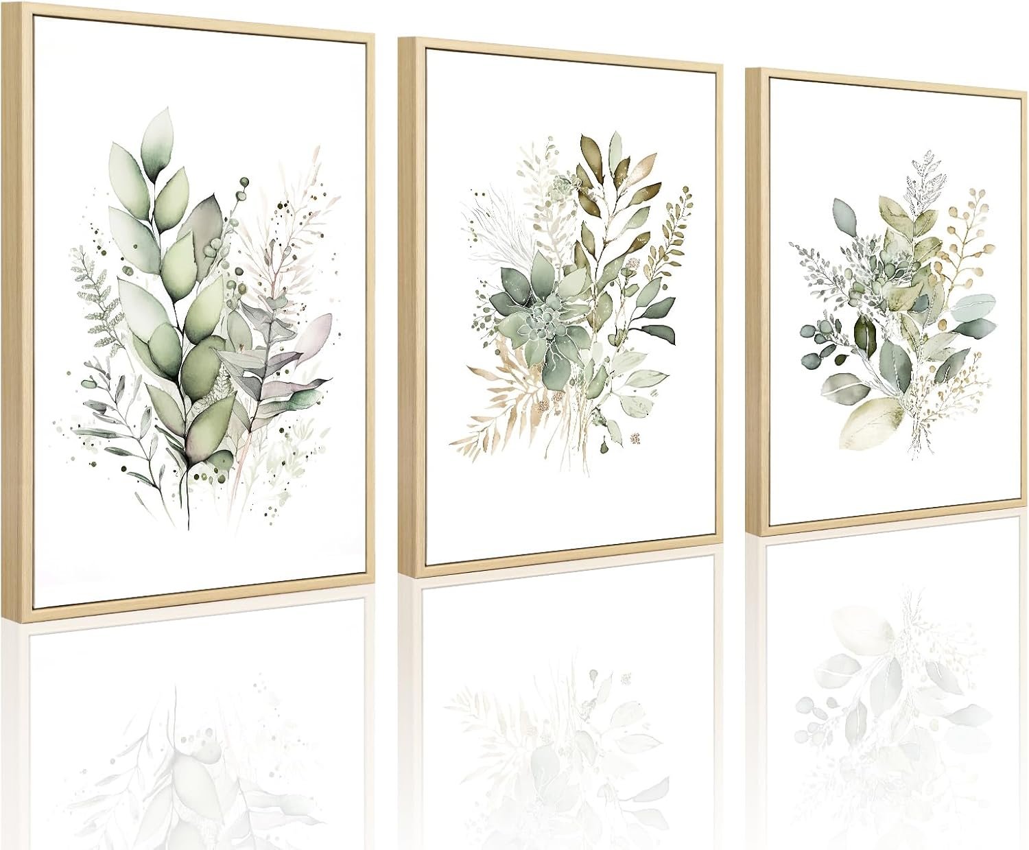Joocrise watercolor botanical wall art set of 3 boho floral canvas wall decor prints sage green wildflower wall art modern flower pictures botanical painting for bedroom bathroom 16x24 inch framed.jpg