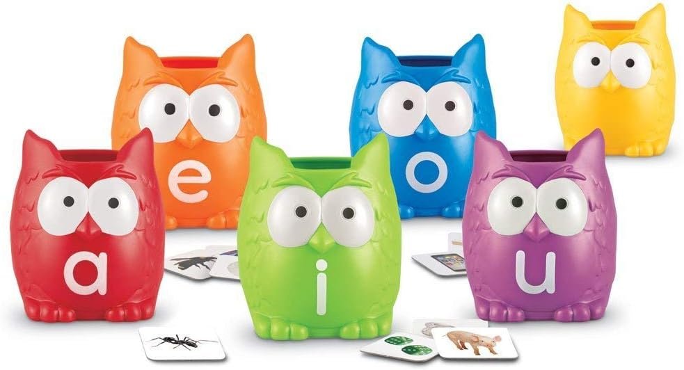 Learning resources vowel owls sorting set word recognition assorted colors set of 6 ages 5.jpg