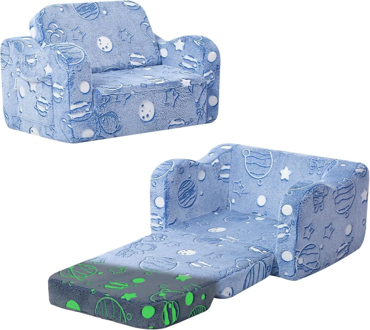 Memorecool toddler fold out chair for girls boys glow in the dark folding baby couch convertible plush recliner lounger for kids playroom glowing astronaut.jpg