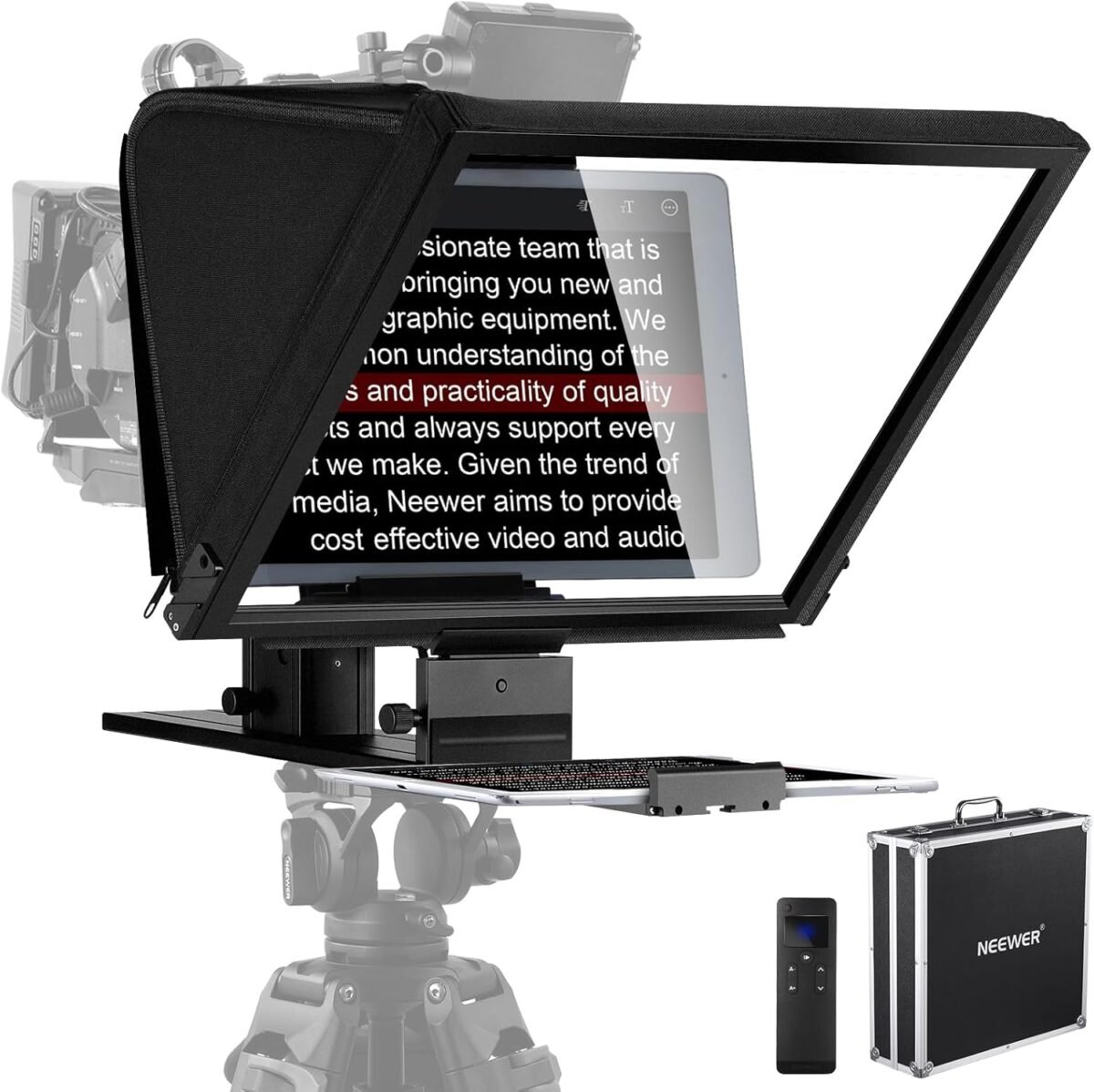 Neewer teleprompter x16 with rt113 remote app control 16 beamsplitter aluminum alloy foldable design qr plate compatible with 501pl ipad android tablet camera camcorder up to 44lb20kg.jpg
