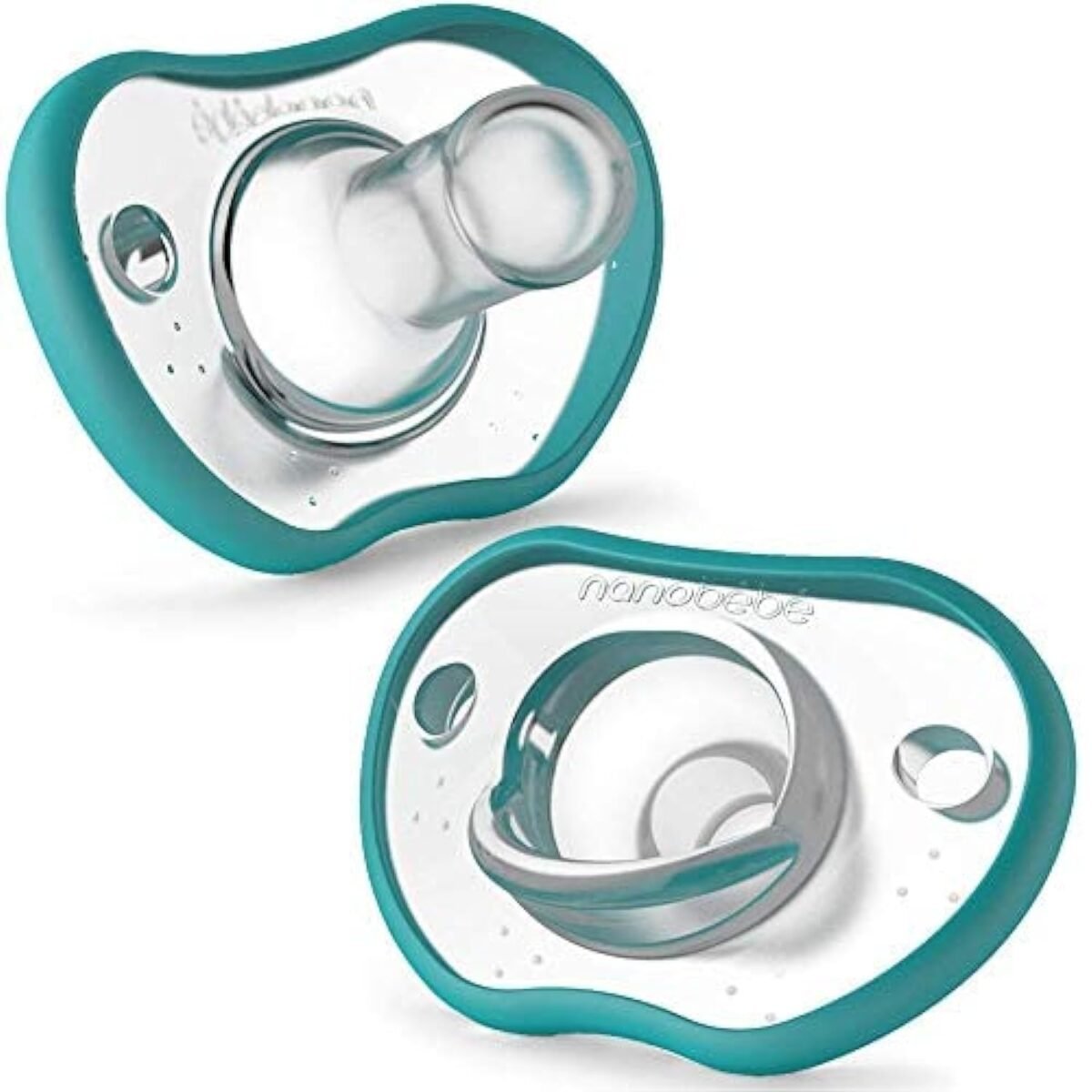 Nanobebe baby pacifiers 0 3 month orthodontic curves comfortably with face contour award winning for breastfeeding babies 100 silicone perfect baby registry gift 2pkteal.jpg