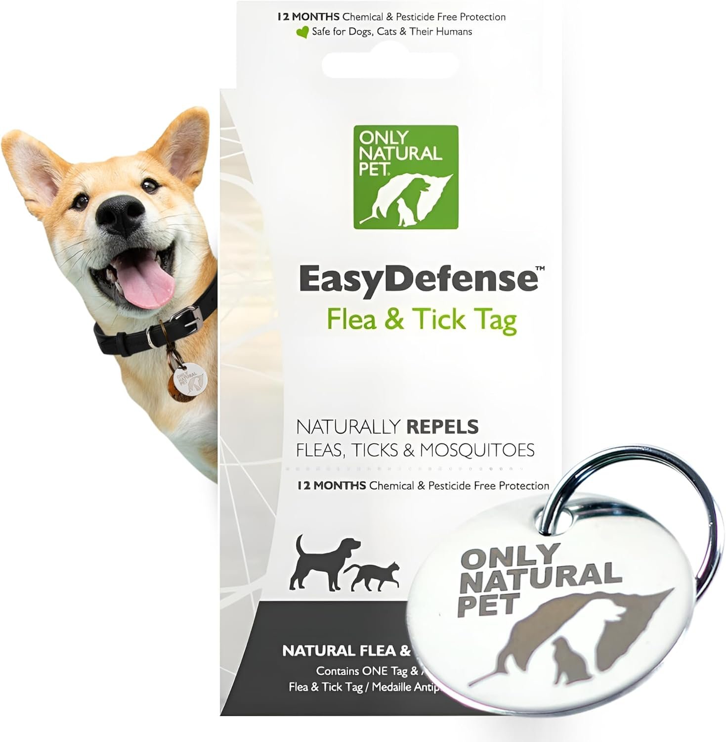 Only natural pet easy defense tag natural collar attachment for dogs cats lightweight water resistant design for year round use long lasting comfort and protection for up to 12 months.jpg