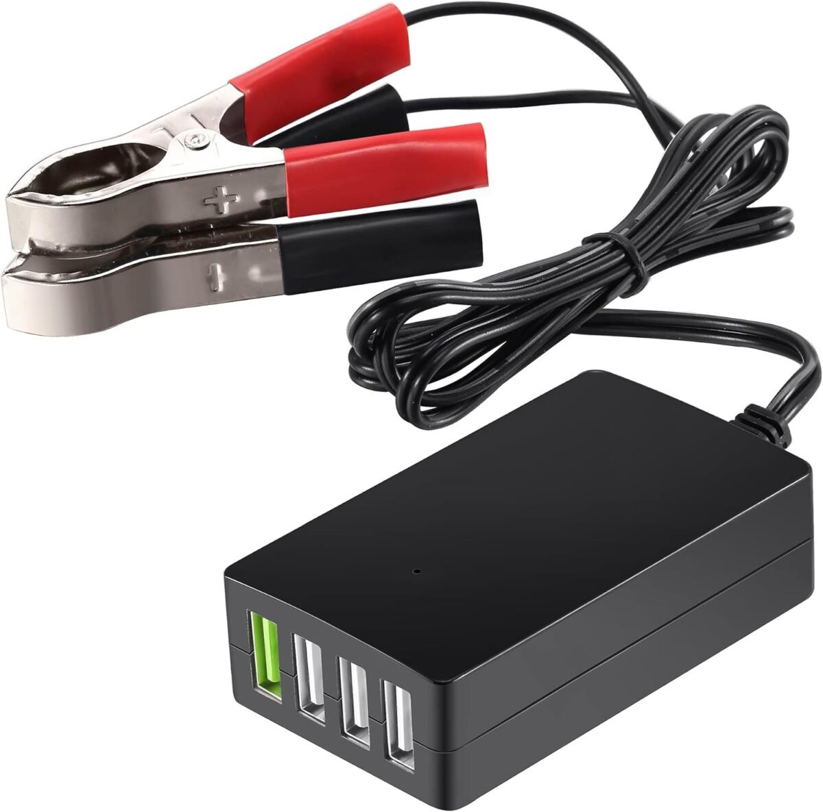 Plusroc portable dc converter with battery clip 12v24v to 5v 4 port usb charger multiport power adapter compatible with iphone ipad galaxy and other smart phone tablets.jpg