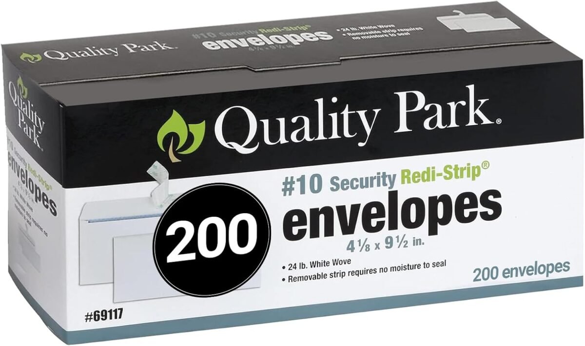 Quality park envelopes letter size 10 pack of 200 security tinted envelopes self seal 418 x 9.5 windowless design.jpg
