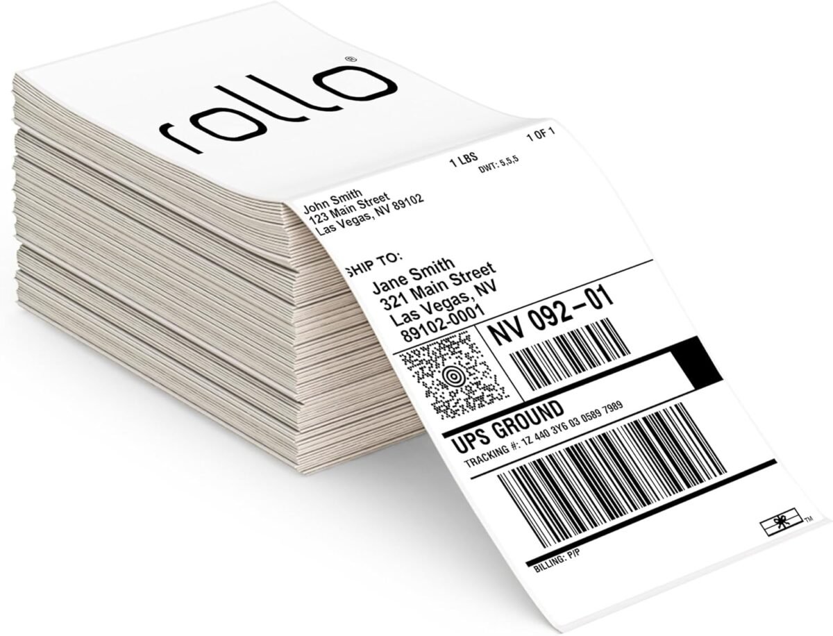 Rollo direct thermal shipping labels pack of 500 4x6 thermal labels fanfold perforated and strong adhesive commercial grade.jpg