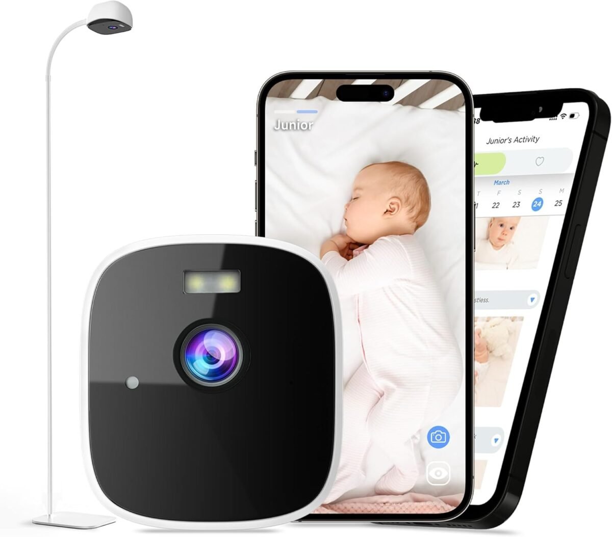 Rraycom smart baby monitor with floor stand 2k crib camera with ai breathing monitor no wearables wifi baby camera night vision baby sleep tracker cry motion alerts diaper feeding record.jpg