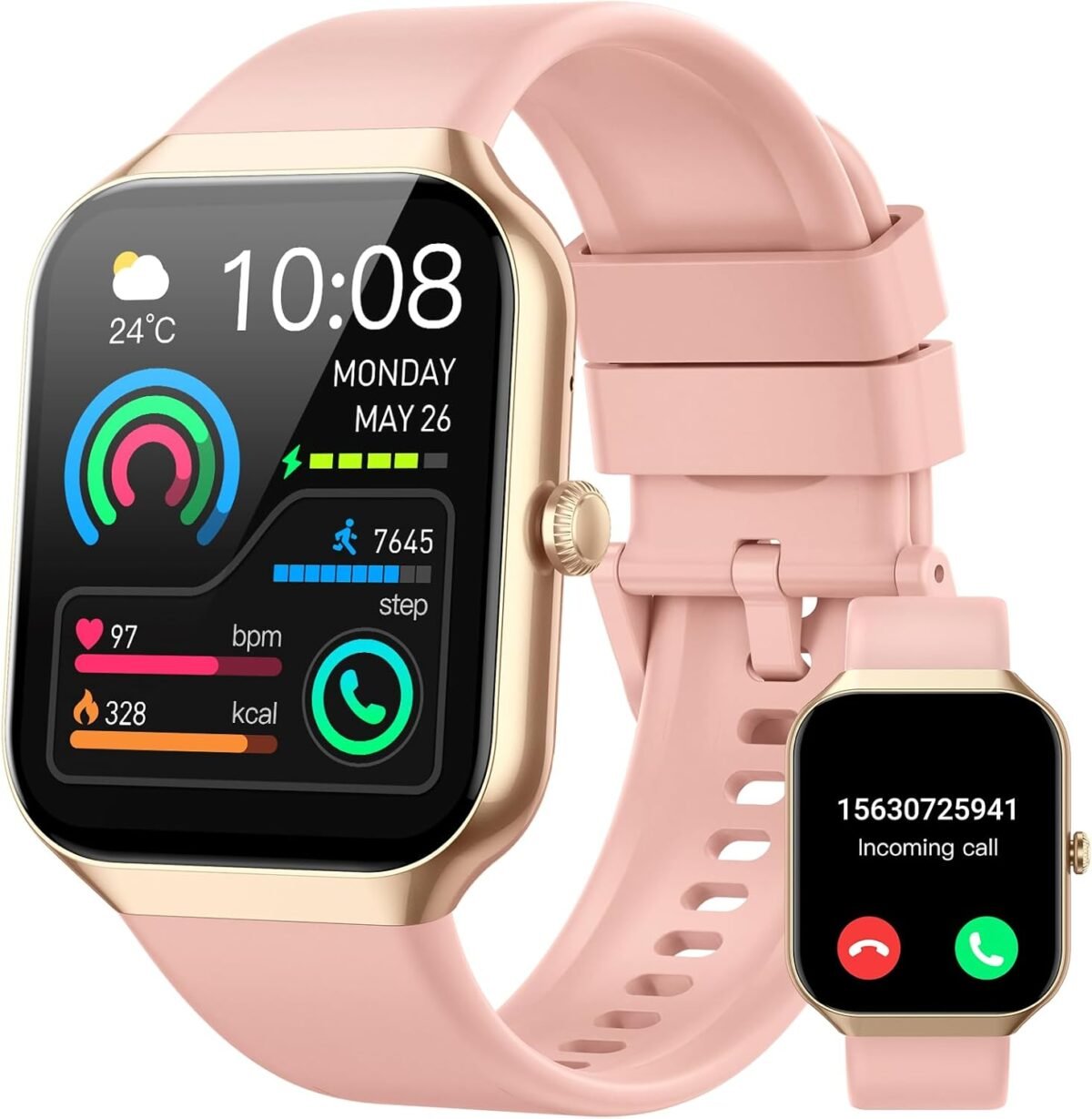 Smart watch for women men answermake call 1.96hd smartwatch with heart ratesleep monitorpedometer 113 sports 2025 new fitness tracker ip68 waterproof activity tracker for android ios gold.jpg