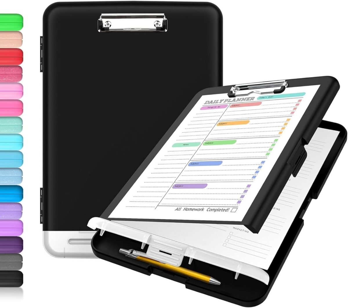 Sooez clipboard with storage high capacity nursing clip board 8.5 x 11 with pen holder low profile clip plastic clipboards case box teacher must haves school office suppliesletter size a4.jpg