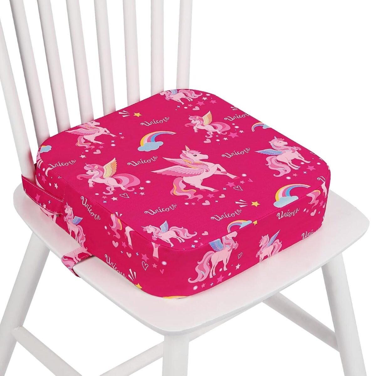 Toddler booster seat for dining table kids booster seat for kitchen chair with non slip bottom portable detachable washable increasing cushion with 2 adjustable straps unicorn.jpg