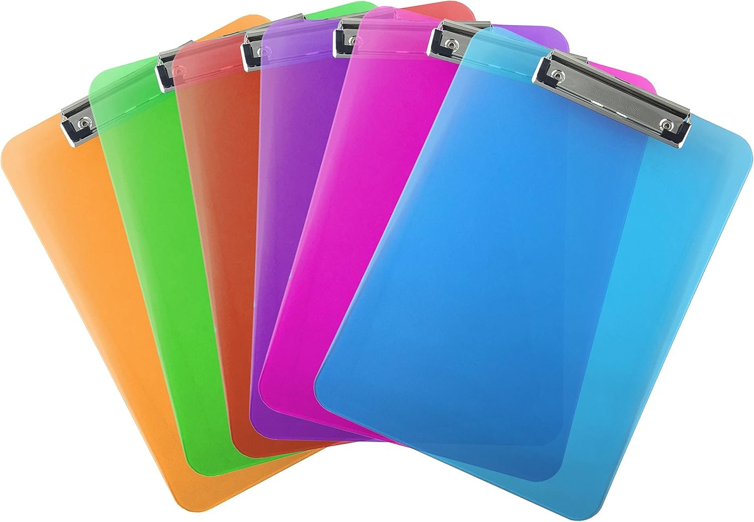 Trade quest plastic clipboard transparent color letter size low profile clip pack of 6 assorted.jpg