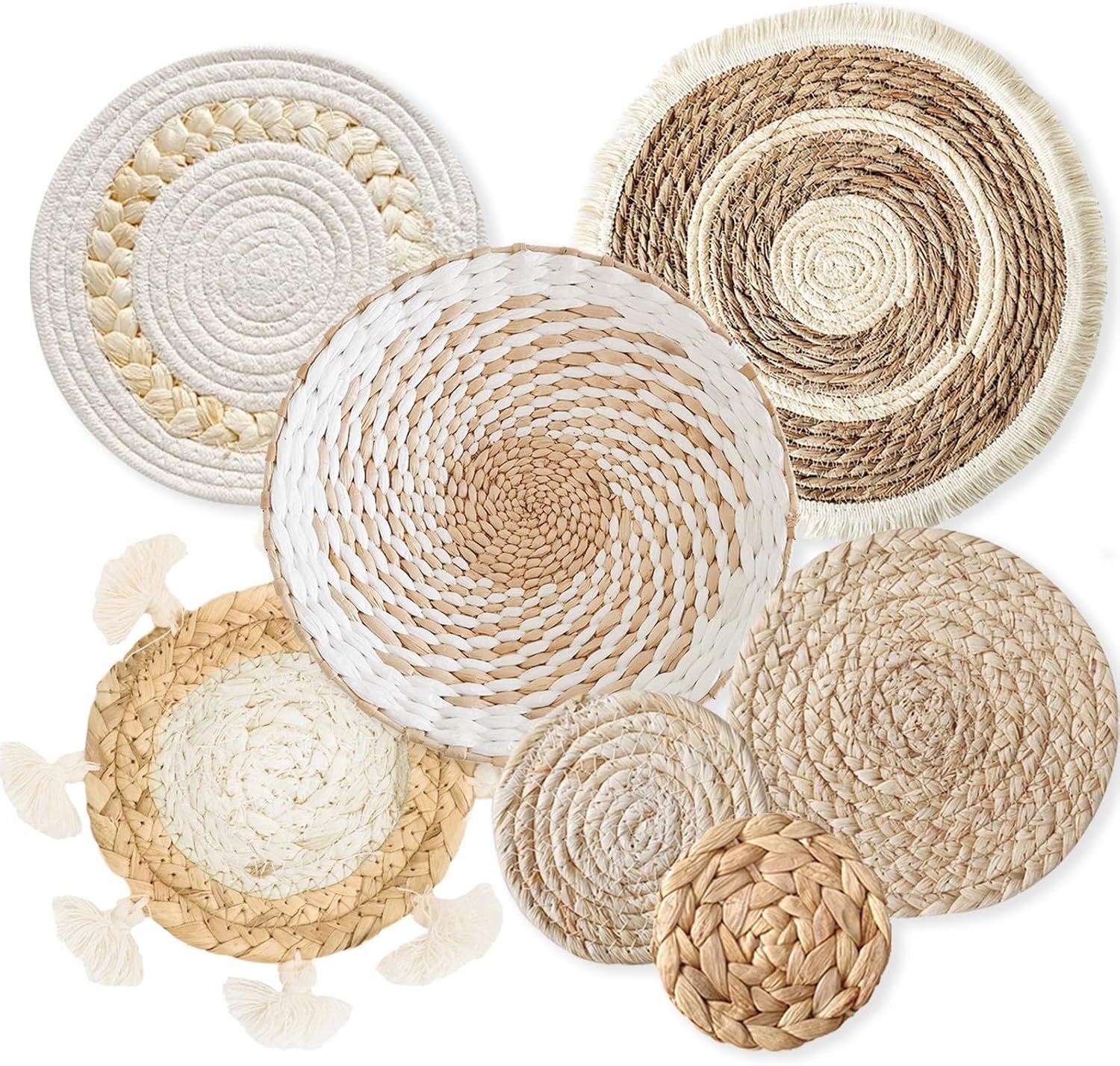 Veramz 7pcs boho wall art decor hanging woven wall basket decor natural decorative bowls for living room or bedroom home decor farmhouse and rustic wall decor serving tray art for kitchen.jpg