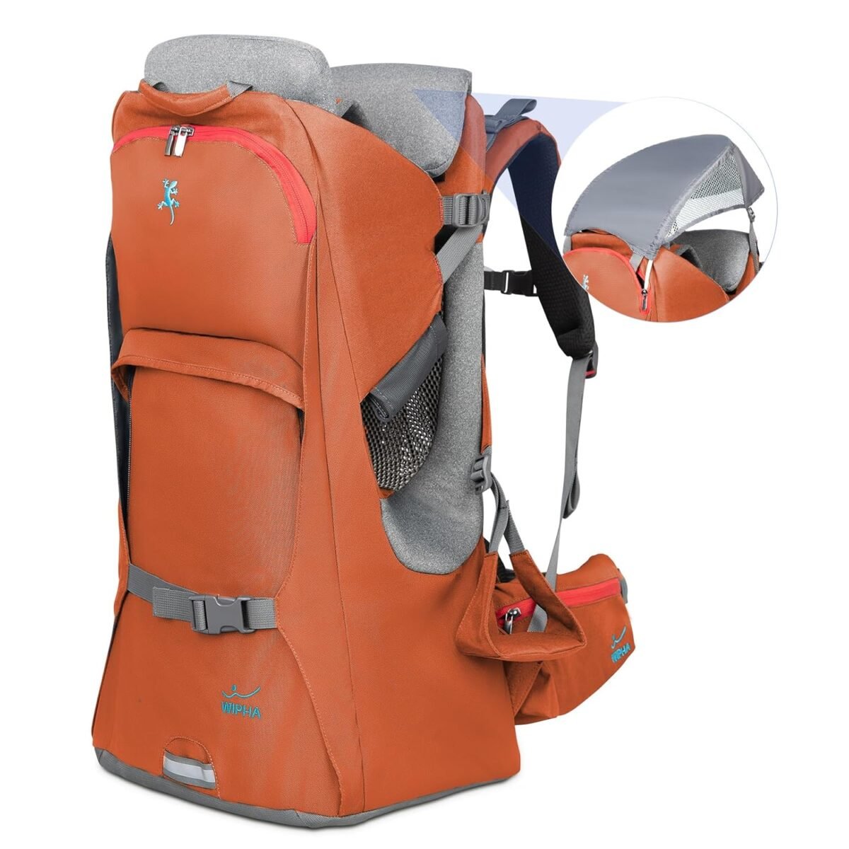 Wipha baby backpack carrier ergonomic child carrier hiking with sun canopy safe toddler hiking backpack carrier with large storage spaceinsulated pocket adjustable padded child seat orange.jpg