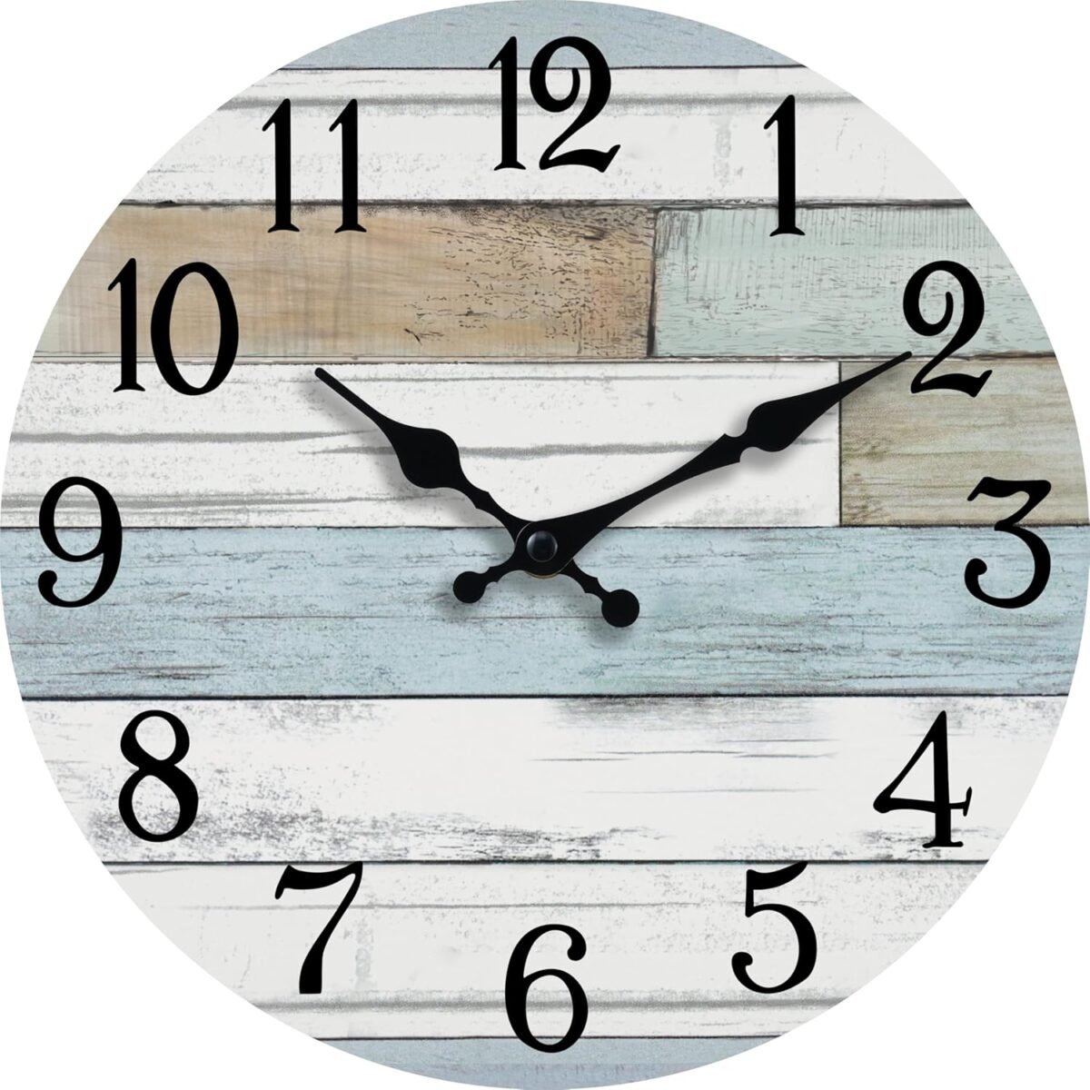 Wall clock battery operated 8 inch silent non ticking coastal design country rustic retro decorative for bathroom kitchen living room bedroom.jpg