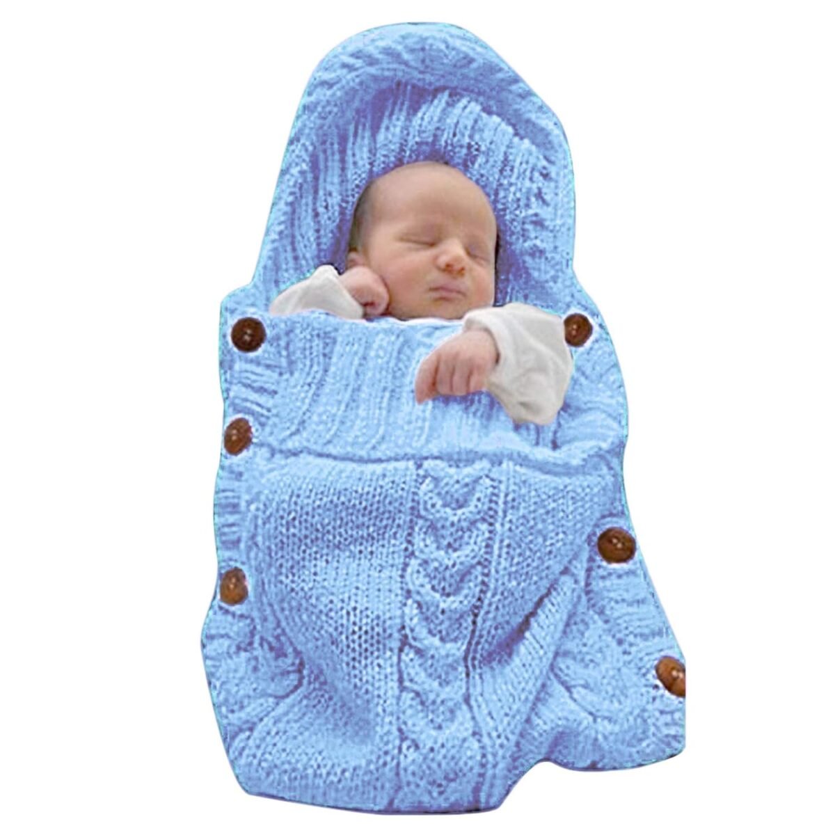 Xmwealthy newborn baby wrap swaddle blanket knit sleeping bag receiving blankets stroller wrap for babylight blue 0 6 month.jpg