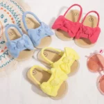 0-18M Baby Sandals For Girls PU Butterfly Dew Toe Solid Cloth bottom Summer Outdoor Soft Sole Non SlipBaby Shoes For Learning