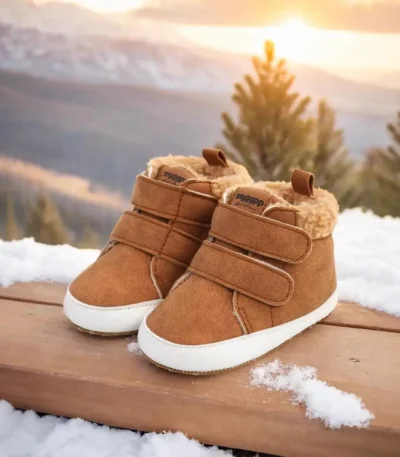 Baby Unisex Warm Snow Boots Newborn Leather Fur Sole Toddler Prewalker Winter Crib Shoes 1