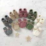 Baby Shoes + Gloves Set Knit Newborn Girls Boys Boots Mitten Fashion Butterfly-knot Toddler Infant Slip-On Bed Shoes Hand Made