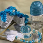 Dollbling Luxury Baby Bottles and Shoes Headband Set Keepsake Diamond Tutu Outfit Red Bottom Little Girl Baptism Shoes