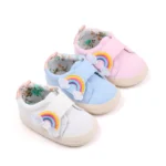 Baby Sneaker Soft Infant Walking Shoes Cute Rainbow Spring and Autumn Style Anti-slip Sole and Cotton for 0-9-18 Months BYQ3181