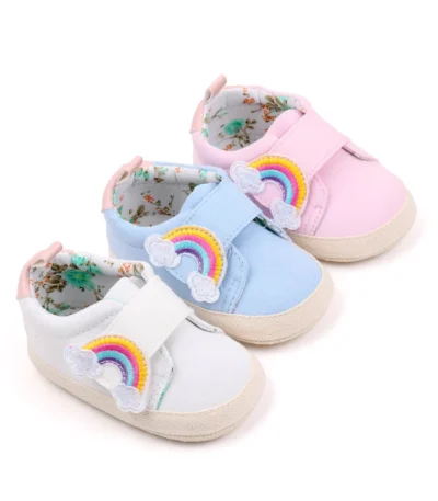 Baby Sneaker Soft Infant Walking Shoes Cute Rainbow Spring and Autumn Style Anti-slip Sole and Cotton for 0-9-18 Months BYQ3181 1