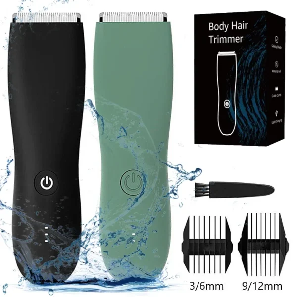 NEW Men’s Electric Groin Hair Trimmer Pubic Hair Removal Intimate Areas Body Grooming Clipper Epilator Rechargeable Shaver Razor