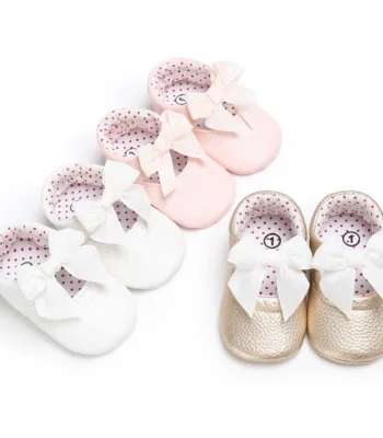 Baby Girl Princess Shoes Shiny Big Bow Decoration Flat Shoes Anti Slip Wedding Cute 0-18M Baby Shoes Walking Shoes 1
