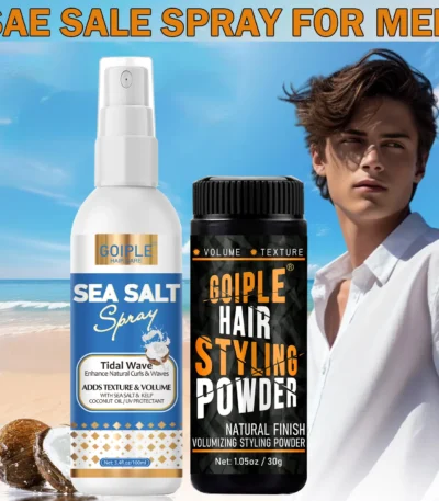 Natural Sea Salt Spray for Hair Instant Texture Volume Hair Styling Powder Long-Lasting Hold Wave for Men Hairstyle Set