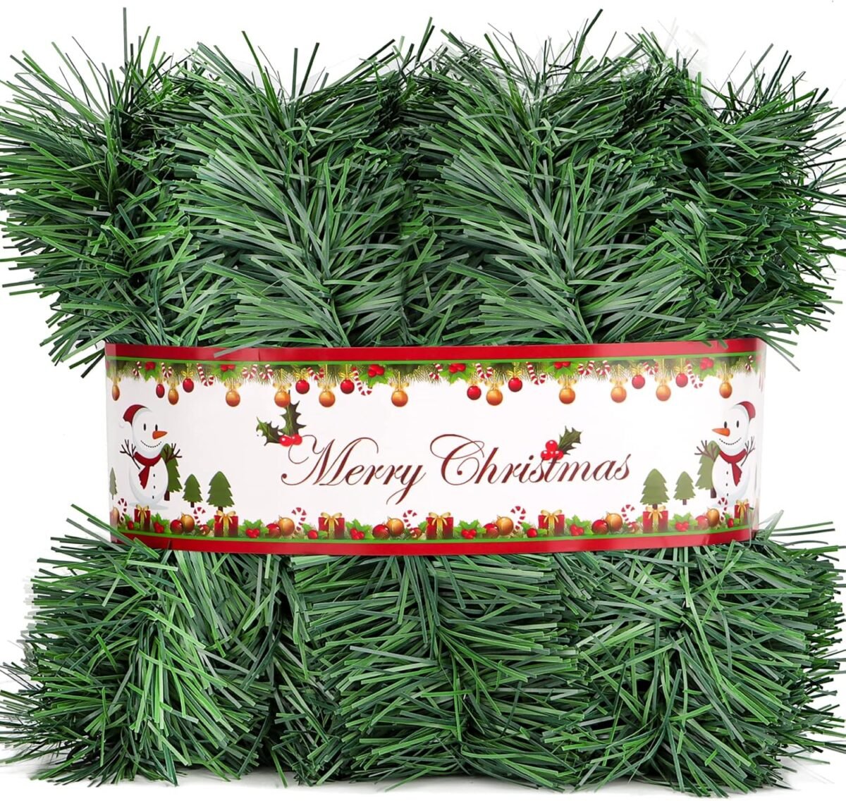 15M/50Ft Christmas Garland Christmas Decorations, Green Outdoor Garland for Christmas Decor, Unlit Fluffy Twist Christmas Tree Garland for Stairs Railing, Staircase, Fireplace, Window, Door, Holiday - Image 2
