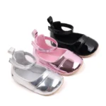 Bling Bling Baby Shoes High Quality PU and TPR Sole Anti-slip Spring and Summer Sandal Newborn Toddler Prewalking Shoes BJZ3211