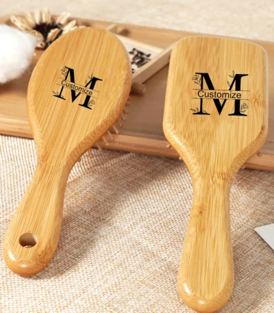 1pc Personalised Custom Bamboo Hairbrush Air Cushion Hair Brush Premium Detangling Massaging Scalp Comb Gifts for Men Women 1