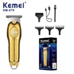 Wholesale Electric Gold Silver Color Hair Trimmer Kemei Km-679 USB Charging Mini LCD Light Carving Scissors Hair Clipper