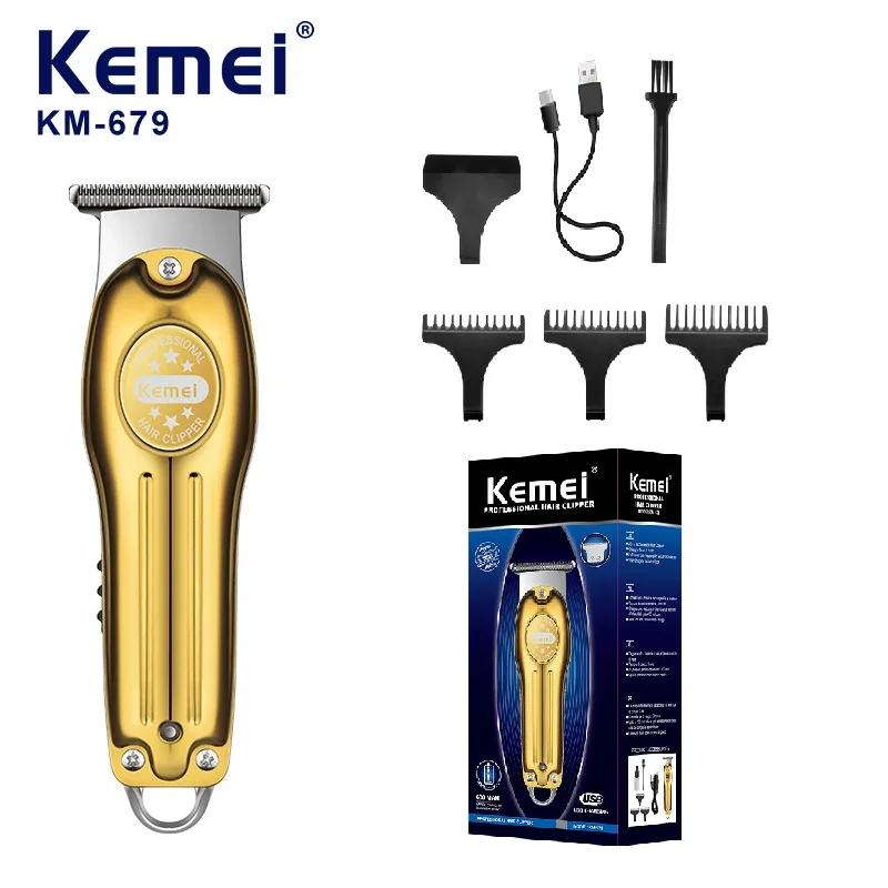 Wholesale Electric Gold Silver Color Hair Trimmer Kemei Km-679 USB Charging Mini LCD Light Carving Scissors Hair Clipper Wholesale Electric Gold Silver Color Hair Trimmer Kemei Km-679 USB Charging Mini LCD Light Carving Scissors Hair Clipper