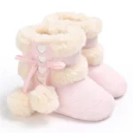 2024 Winter Snow Baby Boots 7-Colors Warm Fluff Balls Indoor Cottton Soft Rubber Sole Infant Newborn Toddler Baby Shoes