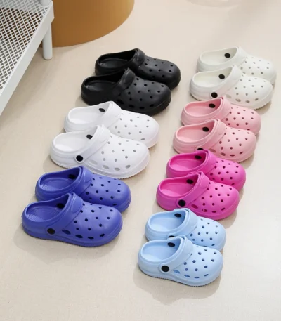 Kids Sandals Hole Children's Shoes Slippers Soft Anti-Skid Simple DIY Design Hole Baby Shoes Sandy Beach For Boys Girls 1