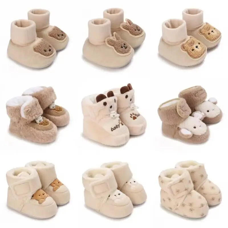 Cartoon All Cotton Apricot Colored Bear Baby Cotton Shoes With Plush Insulation and Soft Soles For Baby Walking Shoes Cartoon All Cotton Apricot Colored Bear Baby Cotton Shoes With Plush Insulation and Soft Soles For Baby Walking Shoes
