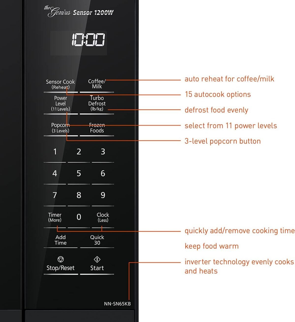 1752291556 panasonic nn sn65kb microwave oven with inverter technology 1200w 1.2 cu.ft . small genius sensor one touch cooking popcorn button turbo defrost nn sn65kb black.jpg