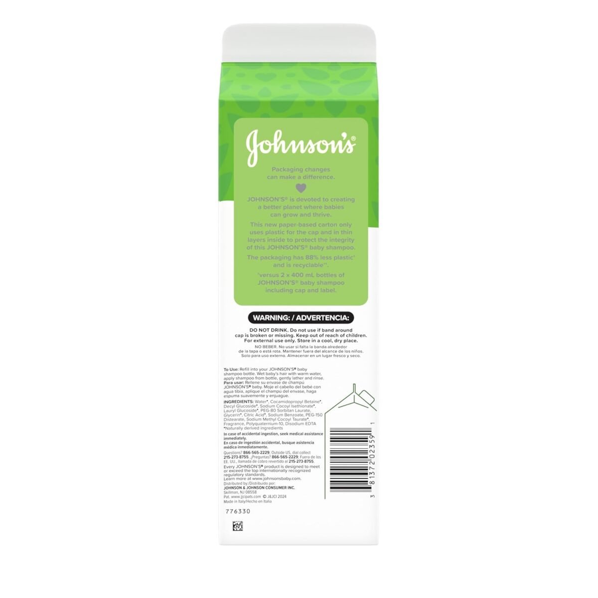 1752306231 johnsons baby shampoo hypoallergenic no more tears for babys delicate scalp skin gently washes away dirt germs paraben free value size baby shampoo refill 33.8 fl. oz.jpg